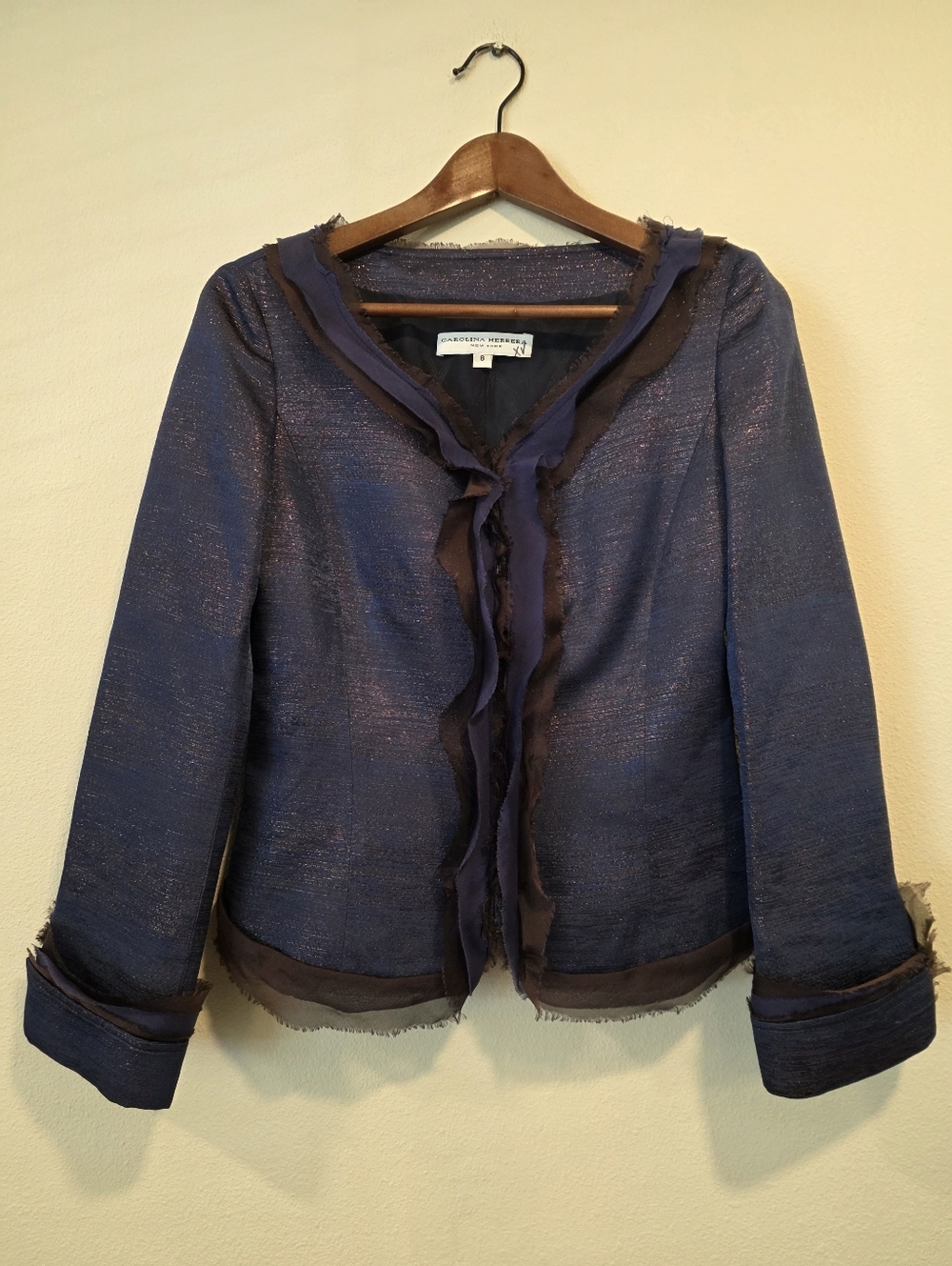 Carolina Herrera Blue Metallic Evening Jacket